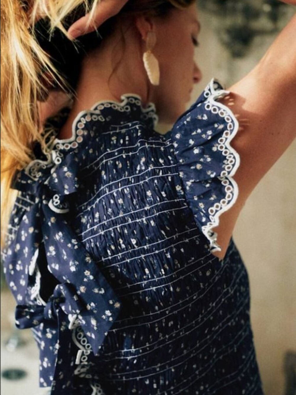 Sezane Liorane Blouse Marine With Floral Print - Size 6